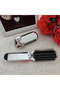 Silver Ribbon Foldable Hair Brush and Comb with Mirror - Portable Purse Size Compact Travel Set