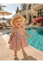 Girl's Strawberry Patterned Summer Dress - Hat Set - 100% Cotton 2-Piece Set - 6