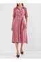 2026 Fashion Dusty Rose Belted Women's Shirt Dress with Pockets - 3