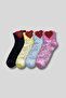 Women's 4-Pack Bamboo Medium Length Socks with Heart and Teddy Bear Pattern