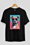 For Dog Lovers 46 Front Dog Printed Black Oversize T-Shirt 100% Cotton Unisex Dog Lover Premium Design