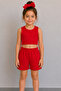 Girls' Red Crop Tank Top and Shorts Set Ribbed Fabric Summer Comfortable Two-Piece Set - 6