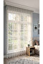 Ecru, Star Patterned, 1 to 2 Sparse Pleats, Children's and Baby's Room, Knitted Tulle Curtain - 4
