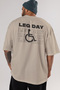 Leg Day Oversize Back Printed Beige T-Shirt 100% Cotton Streetwear Premium Comfortable Fit - 5