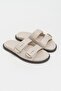 Cute Beige Matte Double-Strapped Flat Sole Women's Slippers - 4