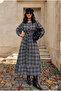 Gray Plaid Belted Long Dress - 1235