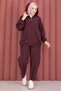 Hooded Zipper Detailed Casual Double Set in Plum - 5