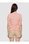 Pink Crew Neck Embroidered Women's Ribbed T-Shirt - 4