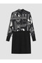 Black High-Neck Patterned Women's Hijab Swimsuit - 6