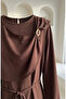 Ring Detailed Lace-Up Hijab Double Set 2280-03 Brown - 3