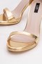 Gold Single Strap Women's Shoes with 9 cm Heel - 3