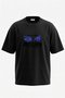 Grunge Gozler Design Back Printed Cotton Black Oversize T-Shirt