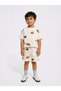 Boy's 100% Cotton Car Printed T-Shirt with Pocket Detail and Elastic Waist Shorts Two-Piece Set [Ecru]