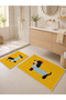 Non-Slip Bath Mat with Yellow Dog Figure, Set of 2 Modern Children's Bath Rugs - 8