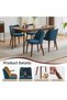 - Set of 2 Linen Dining Chairs Upholstered in Fabric with Wooden Legs, Wing Back, Wooden Kitchen Chairs with Thick Cushions, Leveling Feet for Dining Room, Living Room - 7