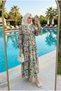Women's Draped Modal Fabric Floral Patterned Hijab Dress (Unlined) - 4