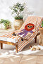 Striped Children's Beach Towel with Lion Figure - Orange Modern Animal-Themed Quick-Drying Microfiber Towel - 6