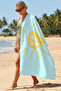 Sun-Themed Turquoise Yellow Beach Towel - Minimalist Summer Style Quick-Dry Microfiber Towel - 7