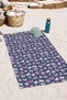 Butterfly Rose Floral Navy Blue Beach Towel-Romantic Vintage Pink Purple Quick Dry Microfiber Towel