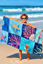 Starfish Coral Themed Beach Towel-Marine Mediterranean Turquoise Pink Quick Drying Microfiber Towel - 4