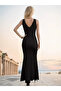 Women's Strappy Double Breasted Collar Slit Detailed Janjan Crepe Dress - 4