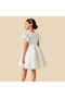 Round Neck Short Sleeves A-line Dress with Sequin Embellishments - 4