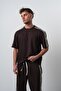 Men's Regular Fit T-Shirt with Stripe Detail, Brown
