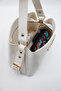Women's White Crossbody Bag with Internal Pocket, Front Accessory and Belt Detail - 6