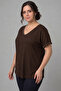 Plus Size Collar and Cuff Pearl Embellished V-Neck Short Sleeve Wide Hem Blouse - 2