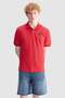 Caleb Regular Fit Polo Collar Printed 100% Cotton Men's Red Polo T-Shirt