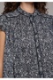 Fashion Fit Round Neck Metered Printed Women's Navy Blue Short Sleeve Shirt - 4