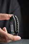 6 mm Onyx Stone Double Row Men's Steel Bracelet