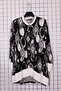 Women's Plus Size Bomber Collar Patterned Long Sleeve Mother Woven Tunic Shirt Blouse - 2
