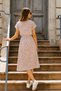 Women's Gray Polka Dot Elastic Waist Tie Dress Arm-26Y001121 - 2