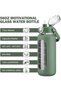 56oz Glass Water Bottles with Straw, Motivational Glass Bottle with Silicone Sleeve and Time Marker, Leakproof Large Glass Water Jug for Gym Home Office,Olive - 2