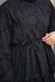 Women's Brode Lace Detail Waist Tie Skirt Suit Black - 5