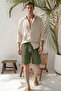 Lightweight and Comfortable Wide-Legged Muslin Shorts - Khaki - 7