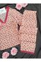 Women's Patterned Short-Sleeved Pajama Set with Underwear - 3