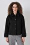 Women's Classic Collar Buttoned Cashmere Black Jacket
