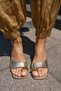 Costa Women's Gold Gold Buckle Toe-Toe Detail Mini Heel Slippers - 6