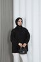 Bow Detailed Gathered Balloon Sleeve Tunic Black Hnt2128 - 6