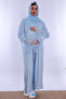 Hijab-Friendly Cotton Maternity Pajama and Robe Set Effortt - Blue - 2