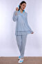 Cotton Maternity Pajama Set with Hidden Breastfeeding Feature Effortt - Blue - 5