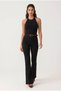 Women's Black High Waist Gathering Belted Spanish Flare Palazzo Pants Rch-001 - 7