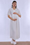 Soft Textured Maternity Nightgown with Hidden Breastfeeding Feature Effortt - Ecru