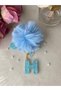 H Harf Vip Turquoise Glitter Charm&Keychain [with Pompom Option]