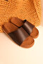 Leonardo White Skin Flat Lightweight Cork Sole Men's Slippers