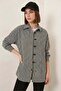 Women's Oversize Houndstooth Pattern Cotton Black and White Shirt - 8