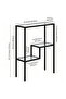 FFD Modern 3-Tier Glass Console Table - Black Metal Frame Tempered Glass, Pre-Assembled Entryway Side Table - 2