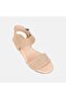 Women's Beige Zippered Wedge Heeled Suede Sandals - 7